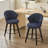 Blue 25" Counter Height Swivel Bar Stools Of 2, Solid Wood Legs, Chenille Upholstery For Kitchen Island, Home Pub, Dining Interior Adjustable Legs & Area-1181105650