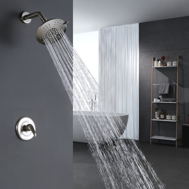 Ensemble de douche 5 fonctions pour salle de bain en laiton avec système de douche complet à poignée simple avec valve à pression équilibrée