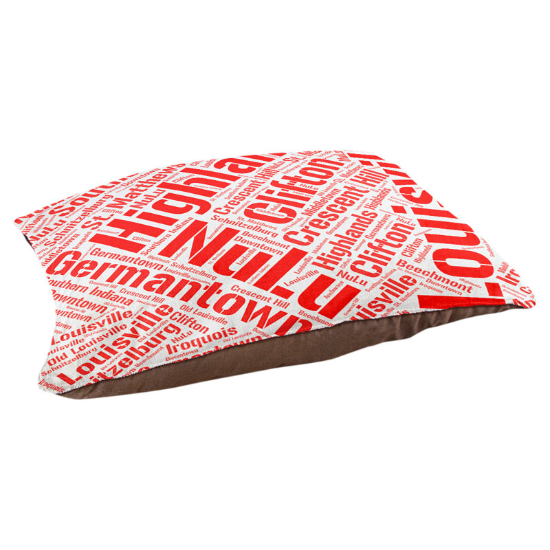 Coussin de chien « districts », Rouge, Grand (l 40 po x P 30 po x H 14 po), Louisville