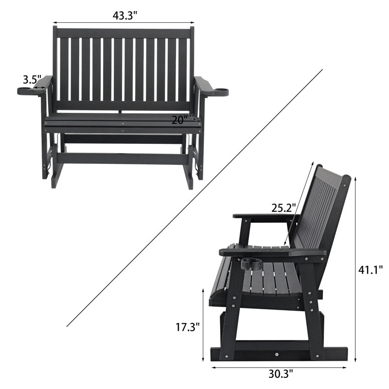 Fauteuil oscillant d'extérieur en bois Ruvimbo, Noir