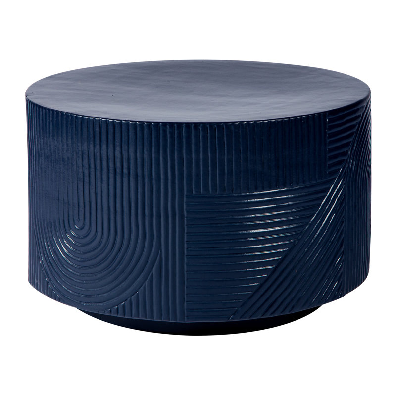 Provenance Signature Outdoor Round Side Table, Gloss Indigo