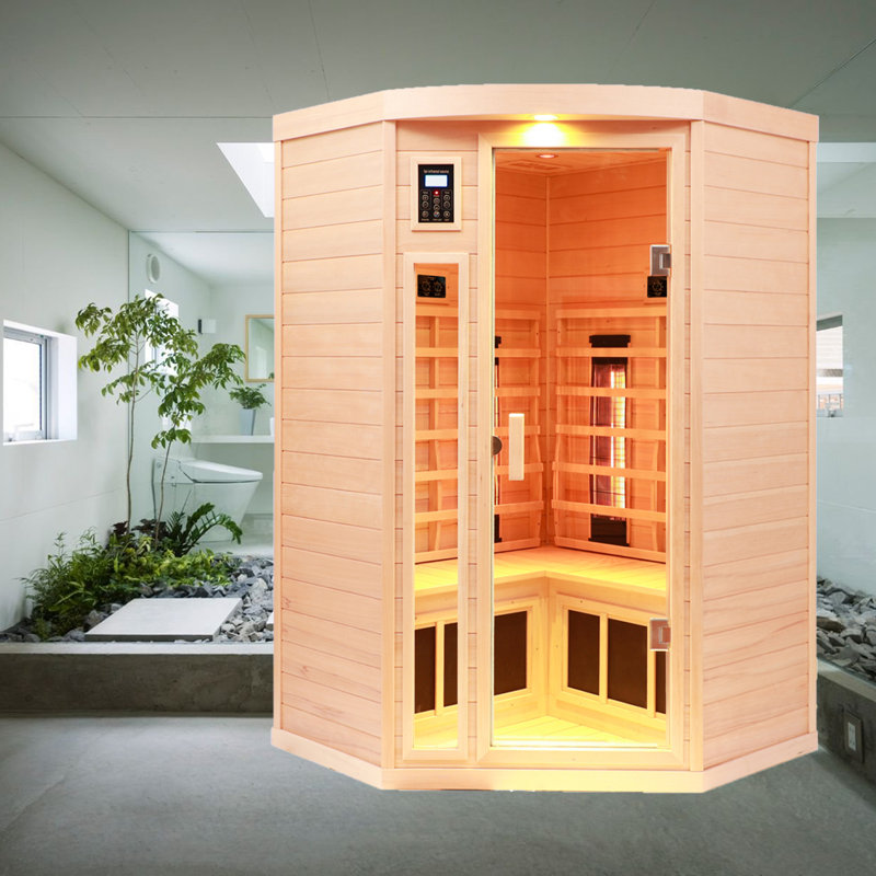 Rosalind Wheeler Delcan 2 - Person Bluetooth Compatible FAR Infrared Sauna with Remote Control in Hemlock