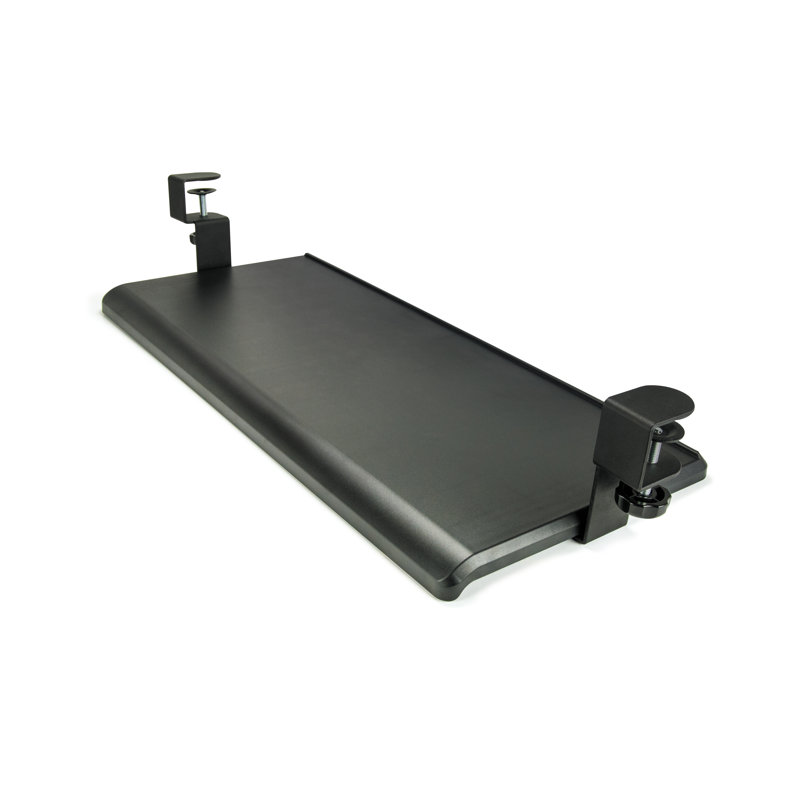Black Adjustable Extra-Wide Desk Clamp Keyboard Tray