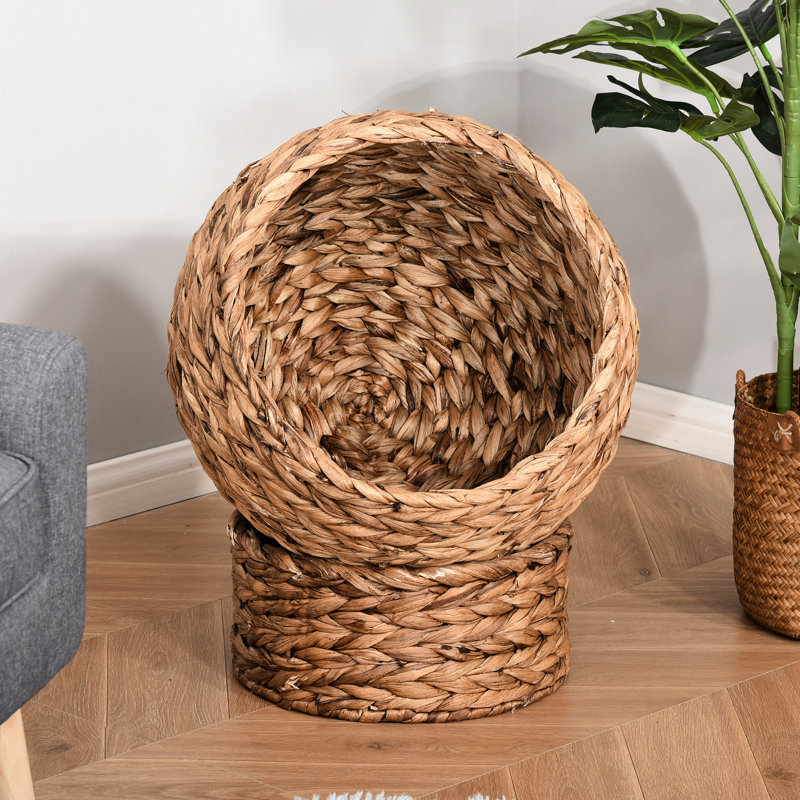 Lit pour chat surélevé à coussin souple, panier rotatif, zone intrigante intérieure, H 23,5 po, brun pour chats,