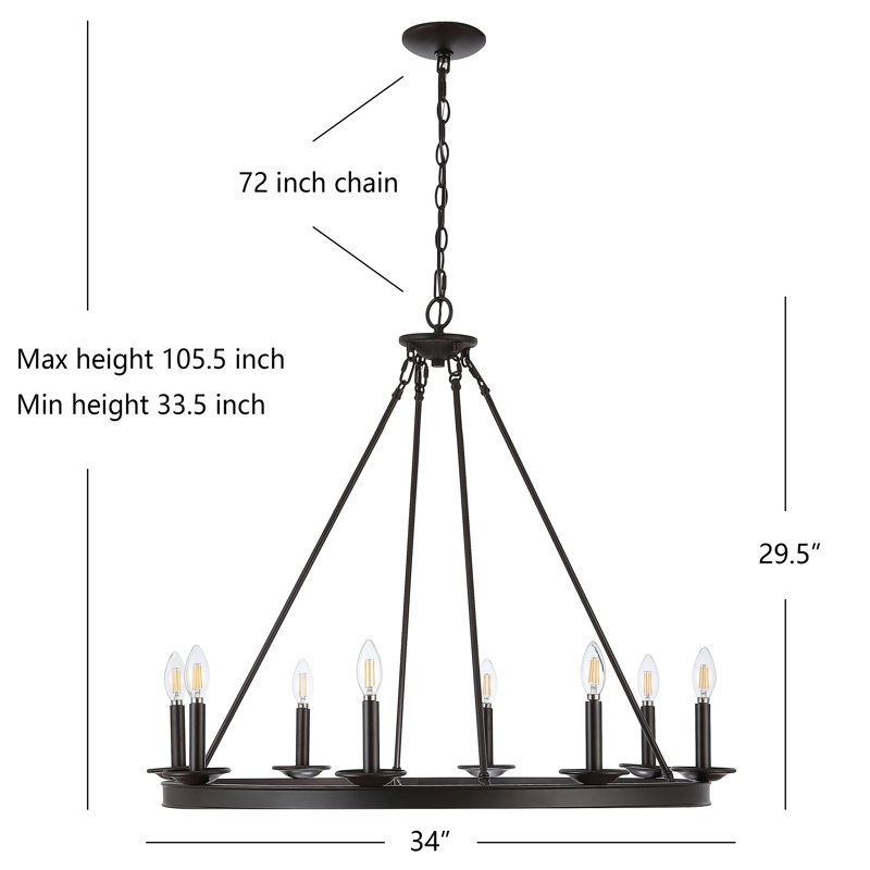 Natividad 10 - Light Chandelier, 8 Lights, Oil Rubbed Bronze