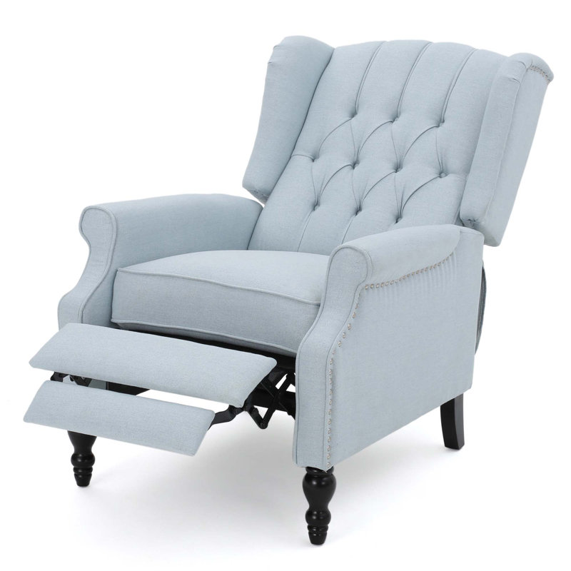 Fauteuil inclinable capitonné en tissu, Tissu bleu clair