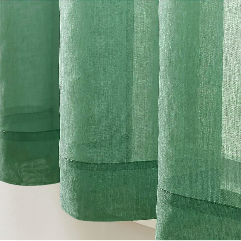 Ensemble de rideaux transparents avec passe-tringle 90 po (2 panneaux), Vert forêt