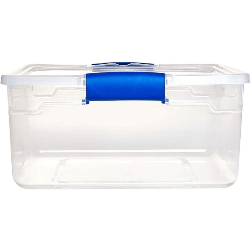 Homz Multipurpose Stackable Storage Bin with Latching Lids, Clear, 6.13" H x 13" W x 16.25" D