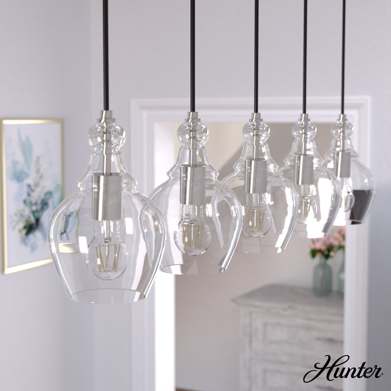 Maple Park 5 Light Linear Cluster Pendant, Brushed Nickel