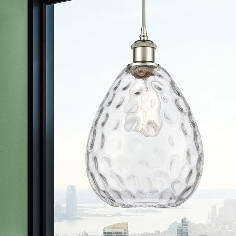 Luminaire suspendu en forme de larme à 1 lumière Jaron, Ampoule non incluse, Nickel poli