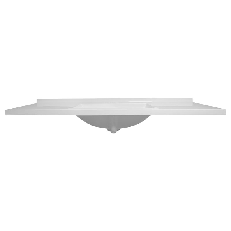 37-Inch White Cultured Marble Vanity Top with Backsplash