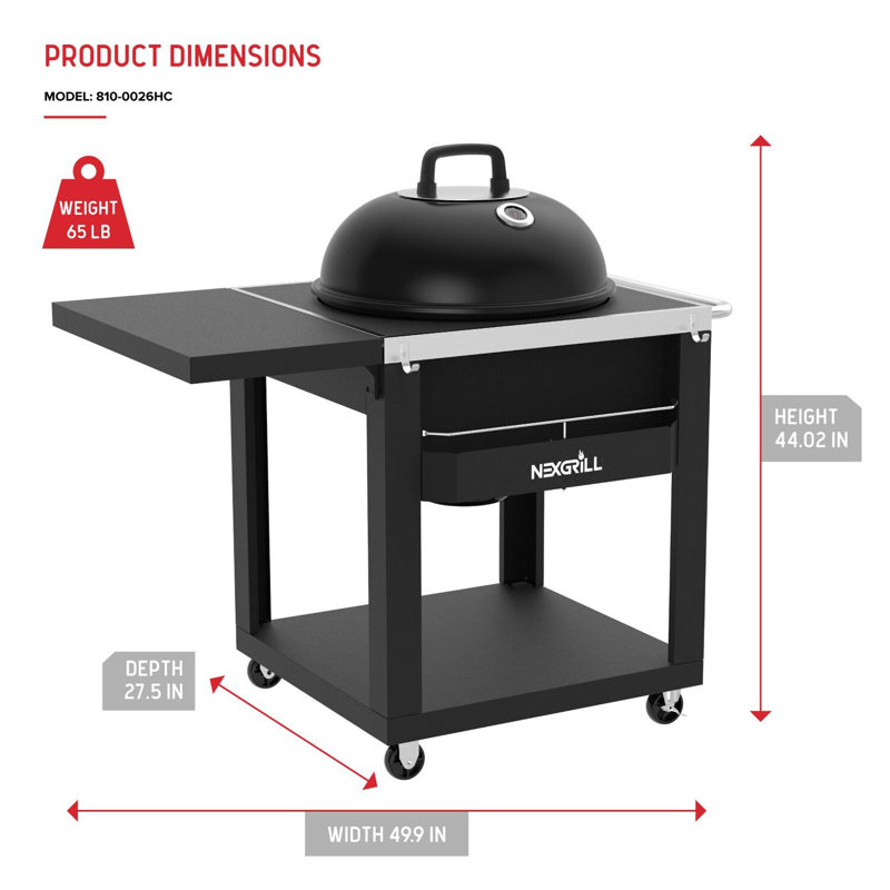 Chariot-grill à table avec tablettes latérales Nexgrill