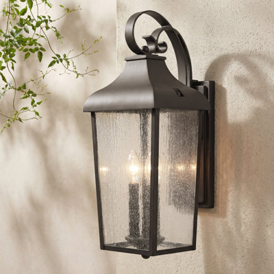 Harpole 2-Light 21.5-inch Olde Bronze Outdoor Wall Lantern with Seeded Glass Shade