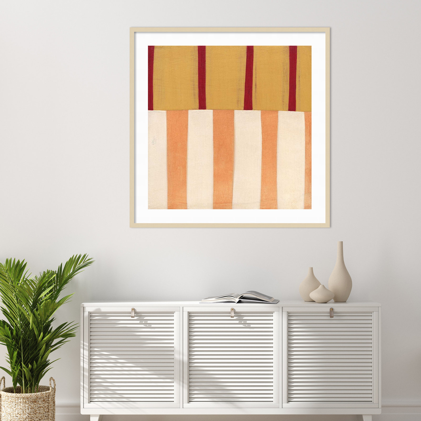 Akara "Broken Stripes 3" Print, Brown, 41" H x 41" W x 1" D