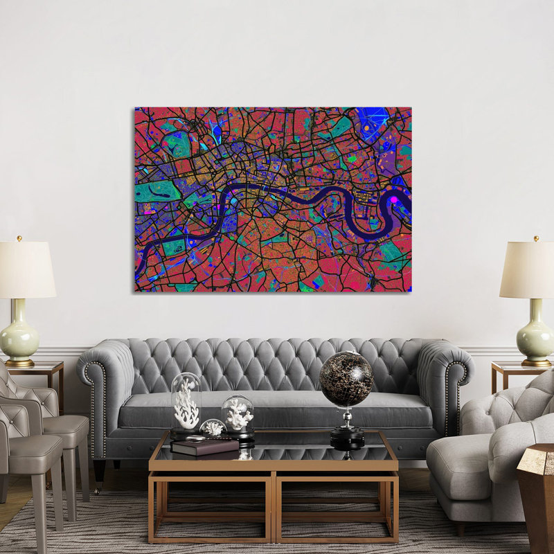 London Map (Abstract) V by Michael Tompsett - Wrapped Canvas Print