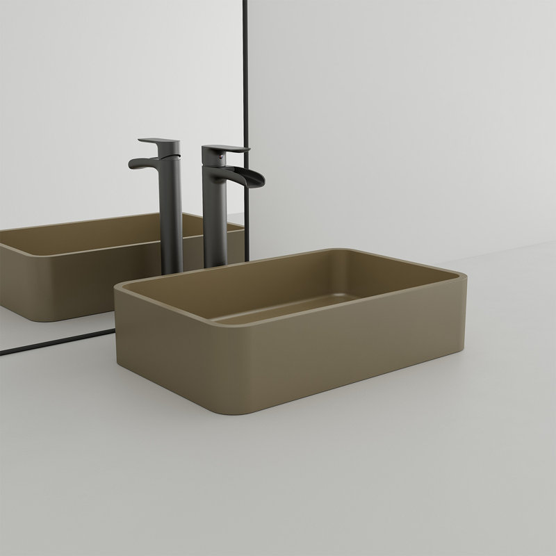 Taupe Clay Rectangular Ceramic Bathroom Sink