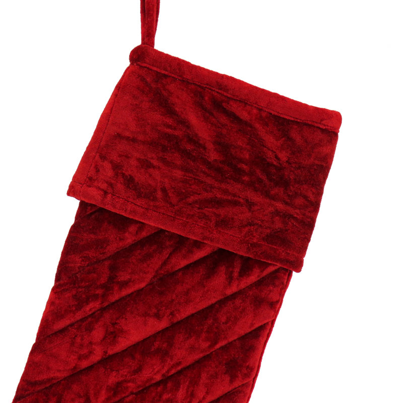 Chaussette de Noël en velours matelassé, Rouge