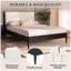 Lit plateforme très grand de style Mid-Century en bois massif avec tête de lit bouclée et pieds fuselés, noir
