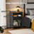 Farmhouse Night Stand With Charging Station, Bedside Table With Open Shelf, Nightstand With Enclosed Cabinet, Wooden End Table With Usb Ports & Outletsfor Bedroom, Living Room-1825714072-1825714074