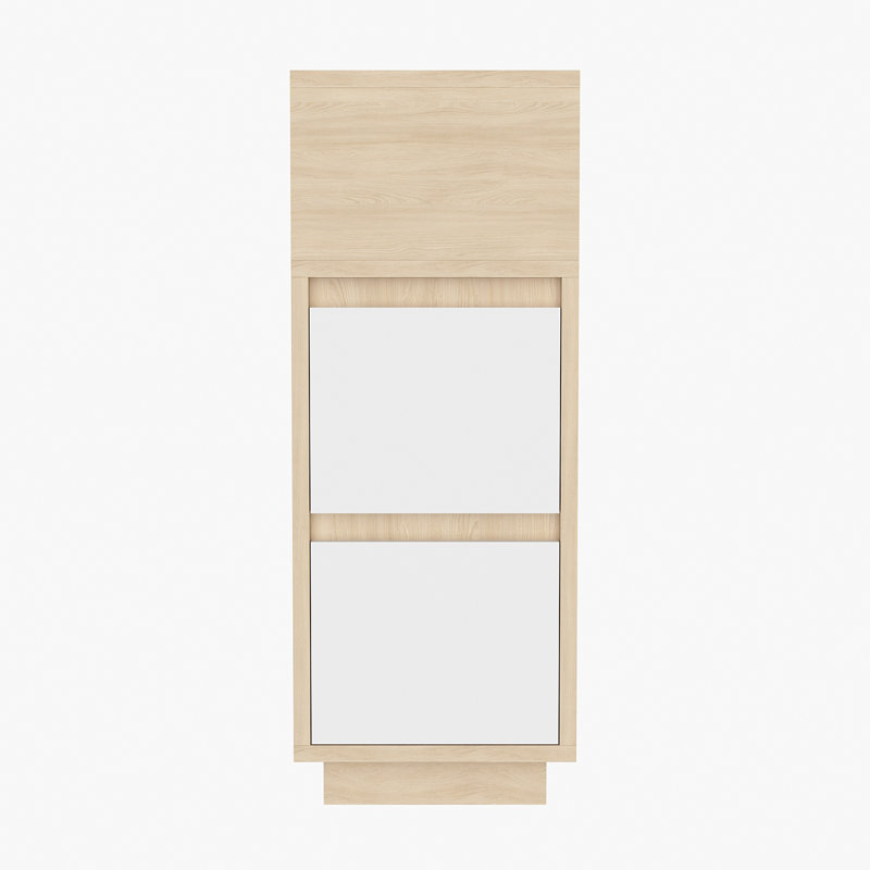 25cm W Solid Wood Bedside Table, Light Wood/White