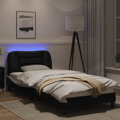 vidaXL Bed Frame with LED without Mattress Hvar Black and White 80x200 cm