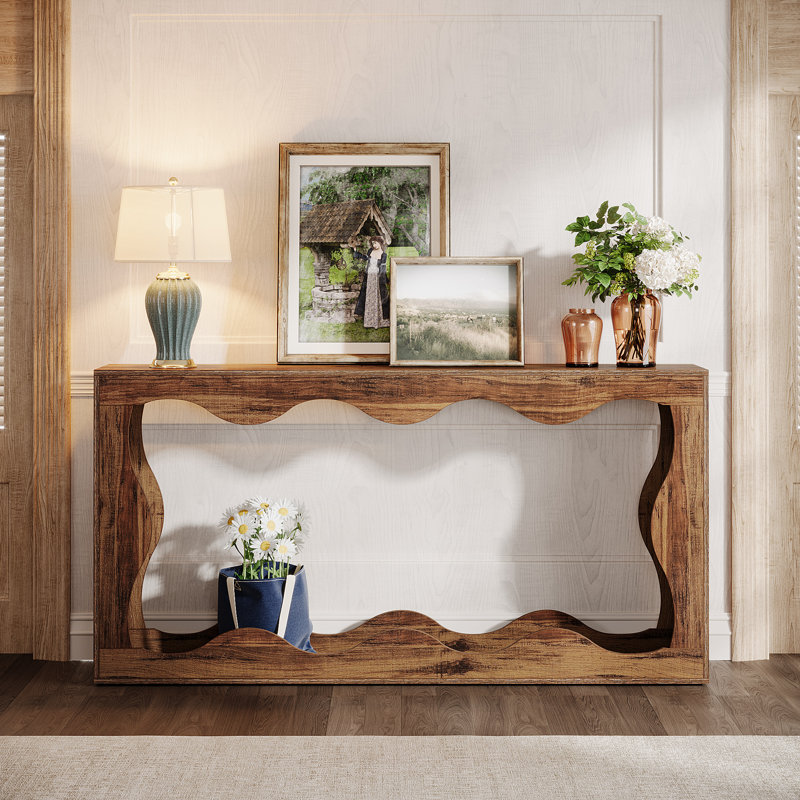63 Inches Console Table with Storage, Brown