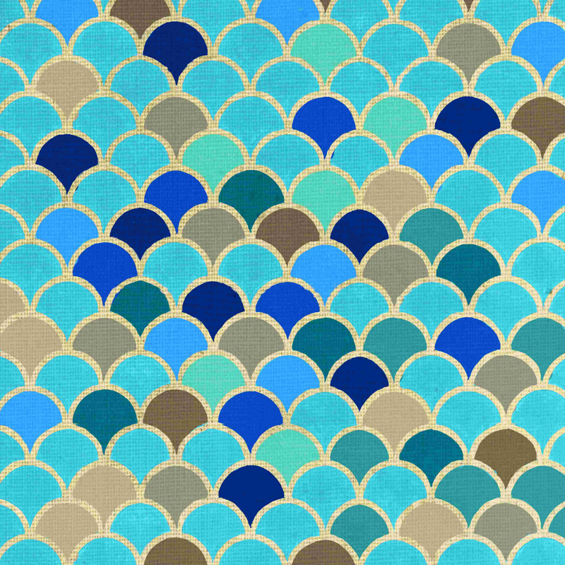 " Aqua Blue Pattern " Painting Print, 36" H x 36" W
