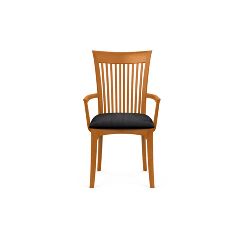 Sarah 19.25'' H Upholstered Armchair, Natural Cherry, Onyx Microsuede