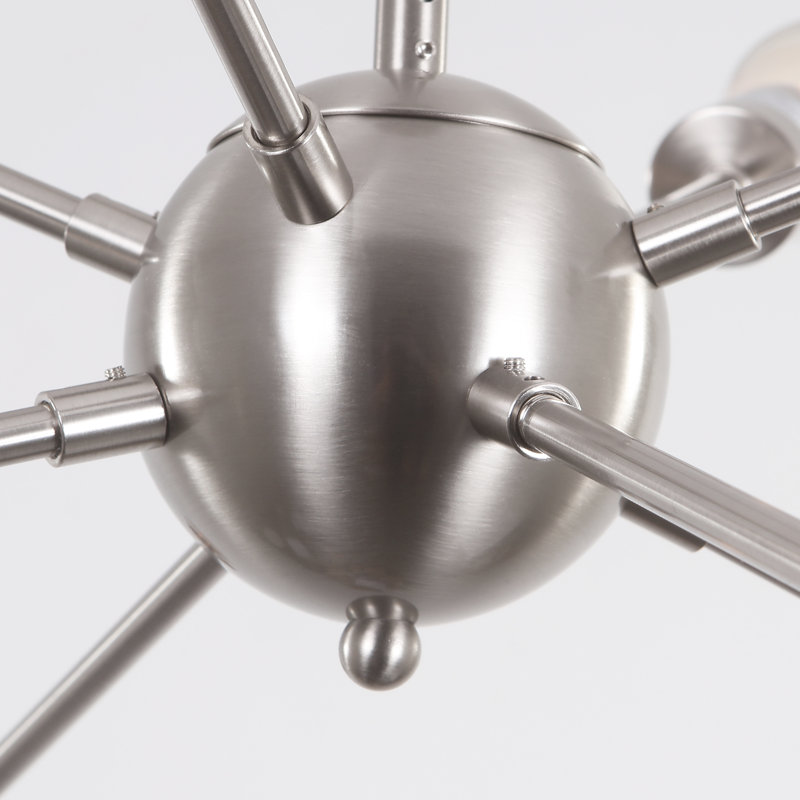 Jamee Dimmable Sputnik Sphere Chandelier, 8 Lights, Brushed Nickel