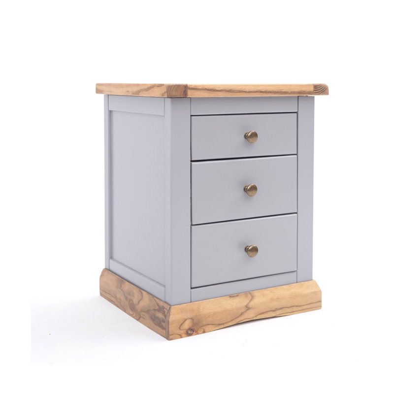 Milian 45cm W Solid + Manufactured Wood Bedside Table, Natural/Grey/Gold