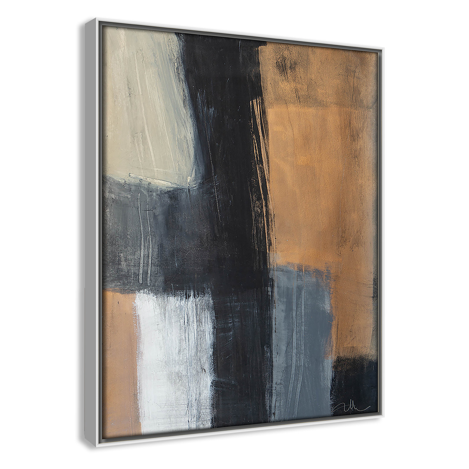 Calderon "Metallic Slate II" Print, 15.5" H x 12.5" W x 2" D, White Floater Framed, No Mat