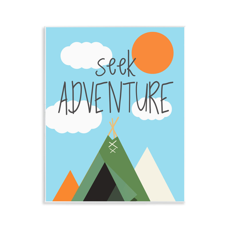 «Seek Adventure with Tent», art mural sur bois par SD Graphics Studio