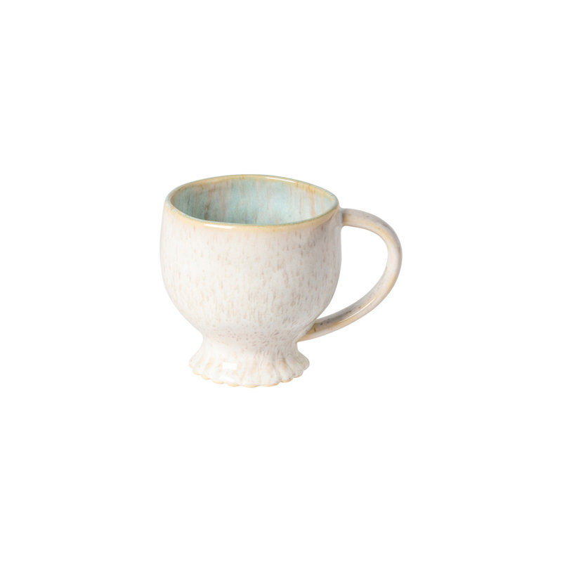 Mallorca Handmade Stoneware Coffee Mug, White/Sea Blue