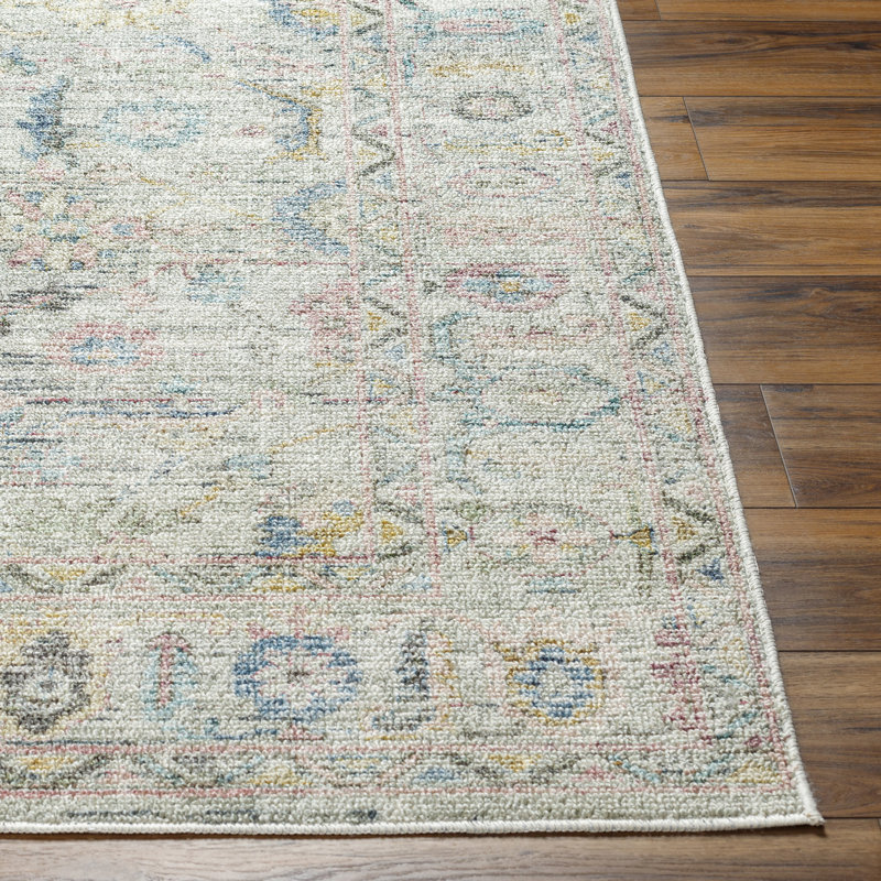 Haiya Pale Slate Machine Washable Area Rug, Rectangle 5'3" x 7'
