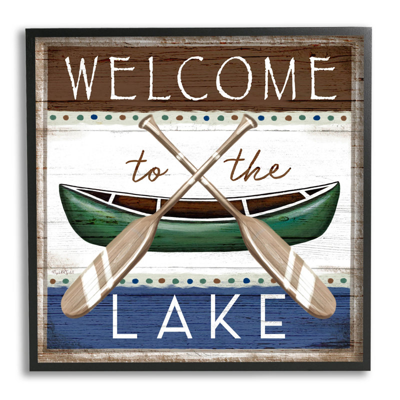 «Rustic Lake Welcome Canoe», art mural texturé giclée par Elizabeth Tyndall_aq-510, H 12 po x l 12 po x P 1,5 po