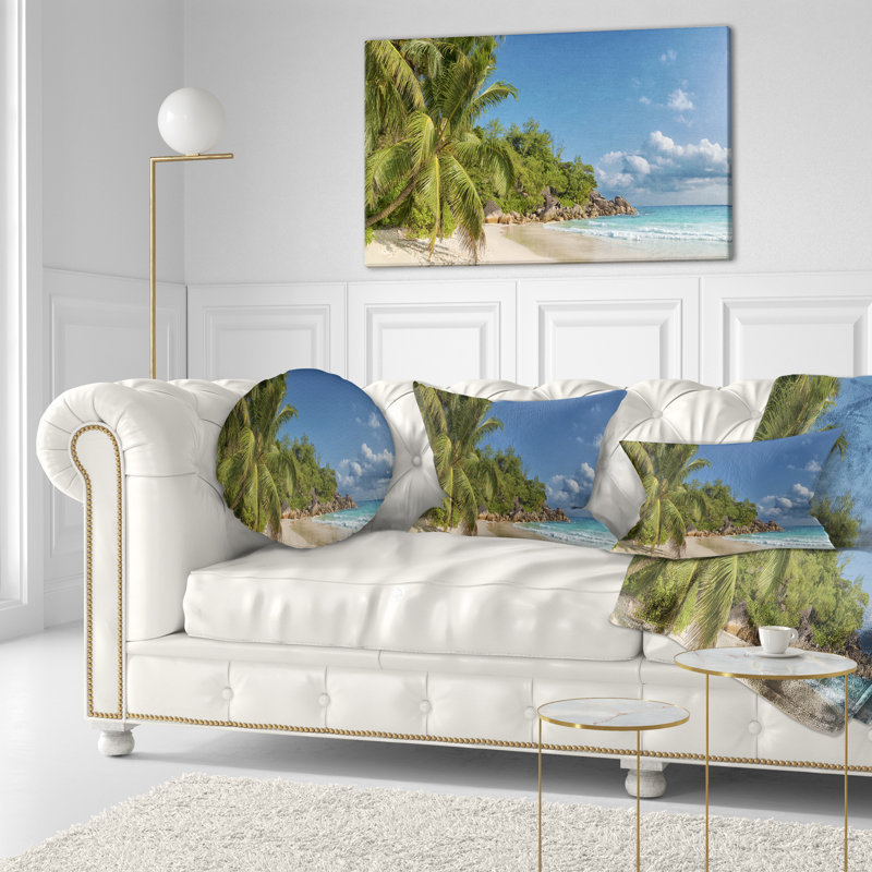 Anse Georgette Beach Dark Blue - Sea & Shore Printed Throw Pillow