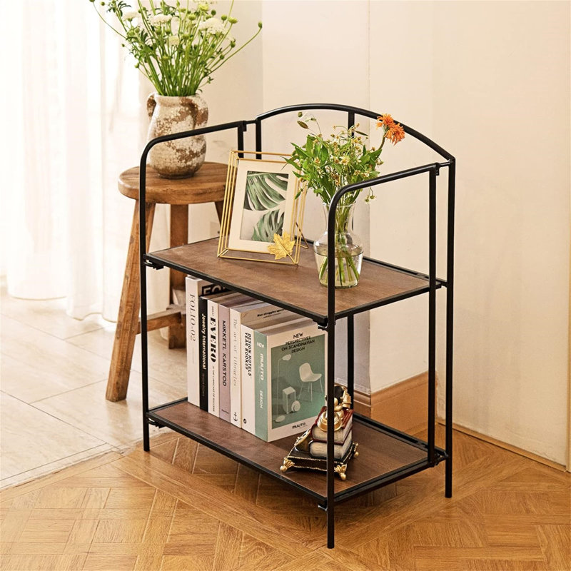 Bibliothèque étagère pliante sans assemblage Lejon, (2 tablettes) H 26,4 po x l 22,4 po x P 12,6 po, Noir