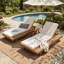 Chaise longue, fauteuil inclinable d'extérieur en bois d'acacia avec coussin triple résistant à l'eau-1559291251