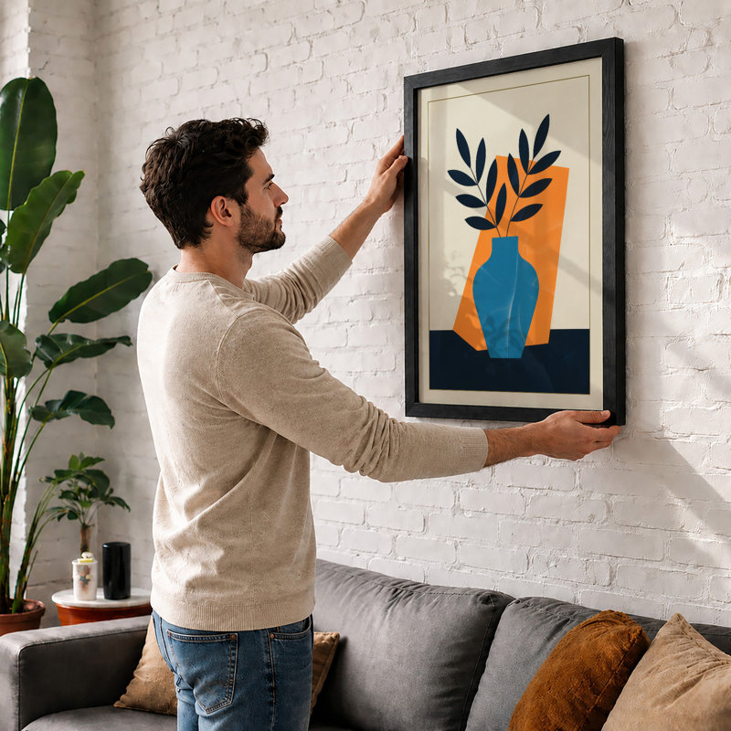 Modernist Vase Geometric 1 Piece Single Picture Frame Wall Art, A3 - 42.0 x 29.7 cm, Black