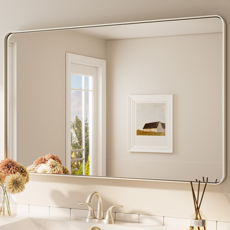 Bathroom Mirror with 1.2" Thick Aluminum Alloy Frame,Wall Mirror with Tempered Glass,Accent Mirror for Entryway,Dining Room,Bedroom