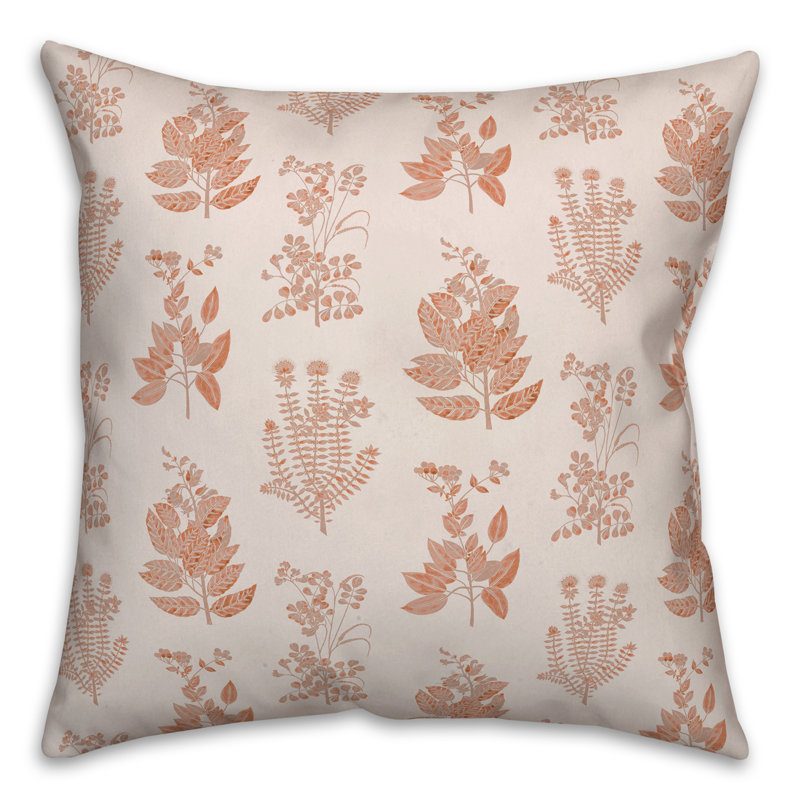 Botanical Peach Pattern Pillow Throw Pillow