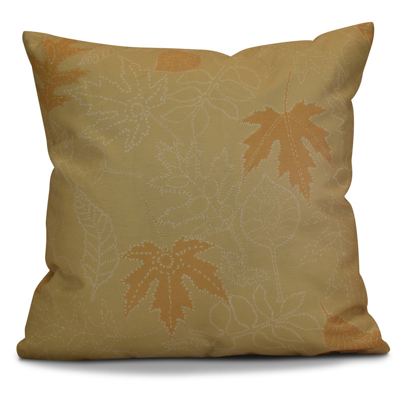 Housse de coussin d'extérieur à motif floral, H 18 po x l 18 po x P 2 po, Or