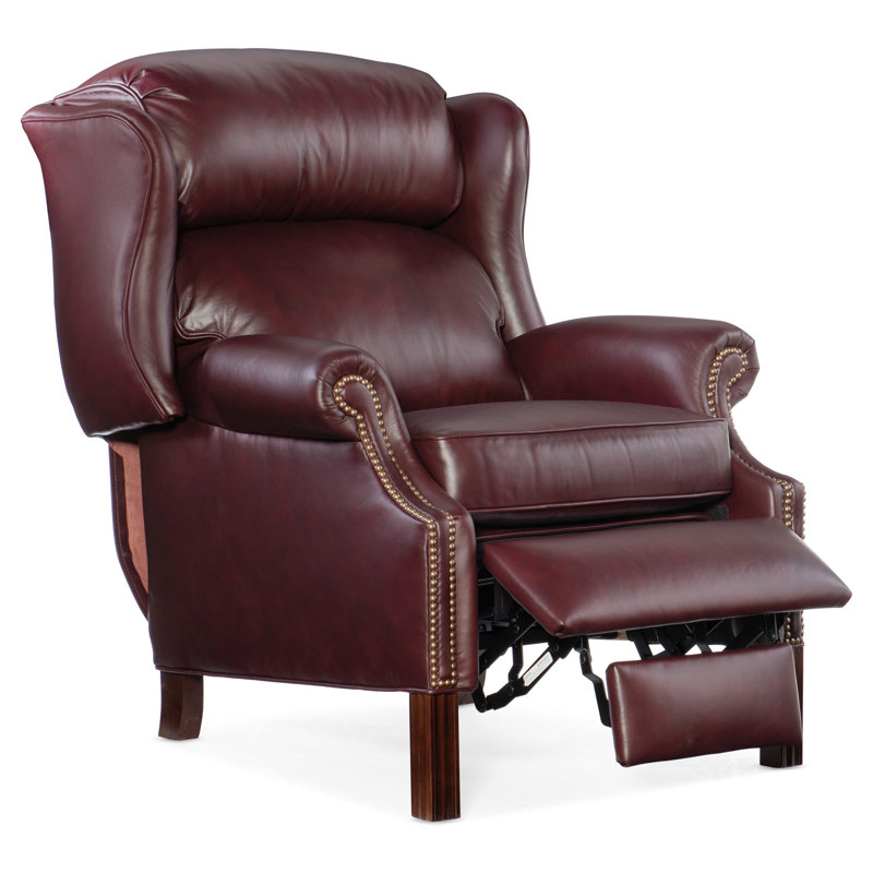Chippendale Recliner, Central Park Red Genuine Leather