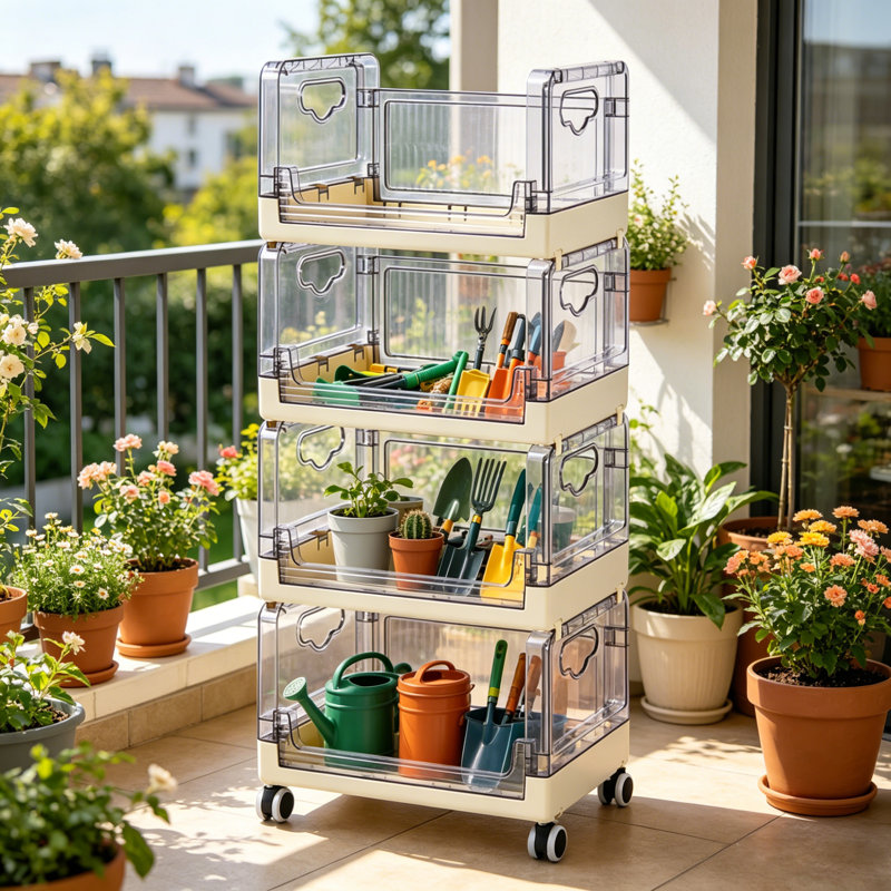 Chariot de rangement roulant à 4 niveaux avec bacs pliables amovibles, tour de rangement modulaire en plastique avec roues verrouillables pour la salle de bain, la salle de lavage, la chambre à coucher, la cuisine, le placard et le bureau