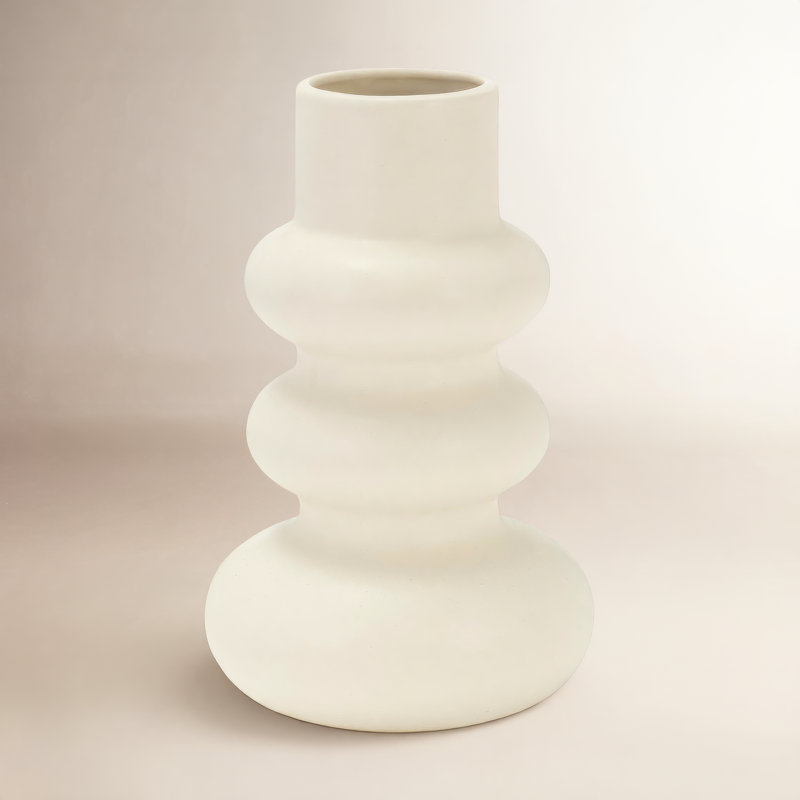Decorative Vase, 9" H x 10" W x 6"D, Off White