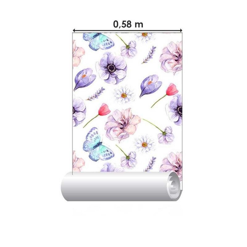 Lilac Flowers Watercolor Peel & Stick Wallpaper N05043