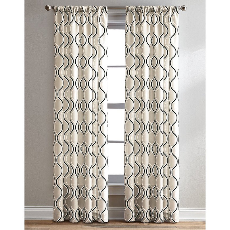 Cloyed Semi Sheer Curtain Single Panel, 50" W x 63" L, Black