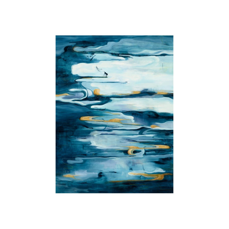 «Light Poles in Fog» par Samuel Kane - Peinture, Plexi, H 40 po x l 30 po x 1,5 po