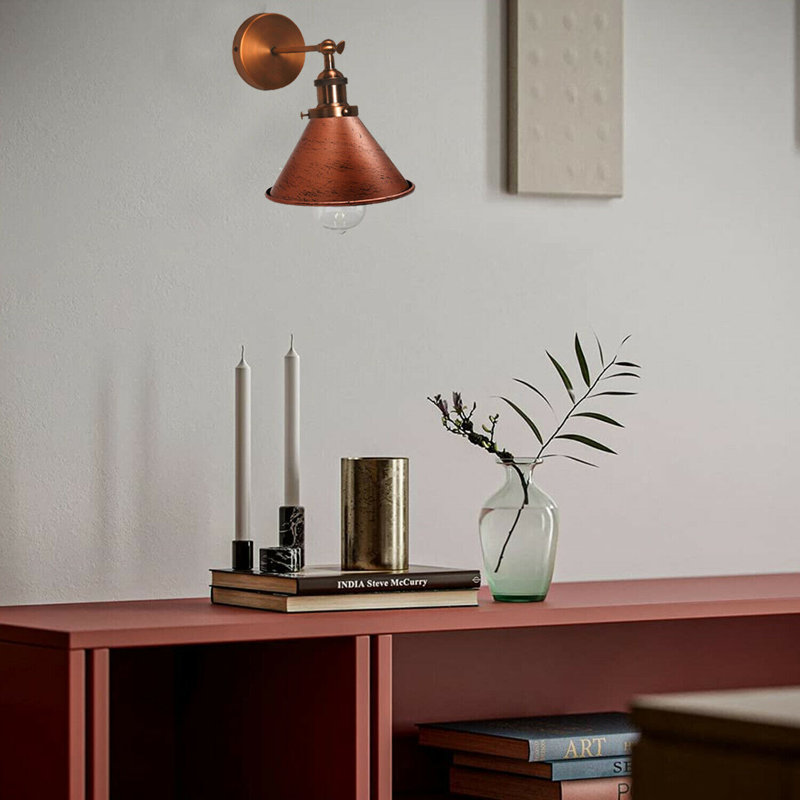Aybar Armed Sconce, Copper, 20cm H x 18cm W x 20cm D, Rustic Red
