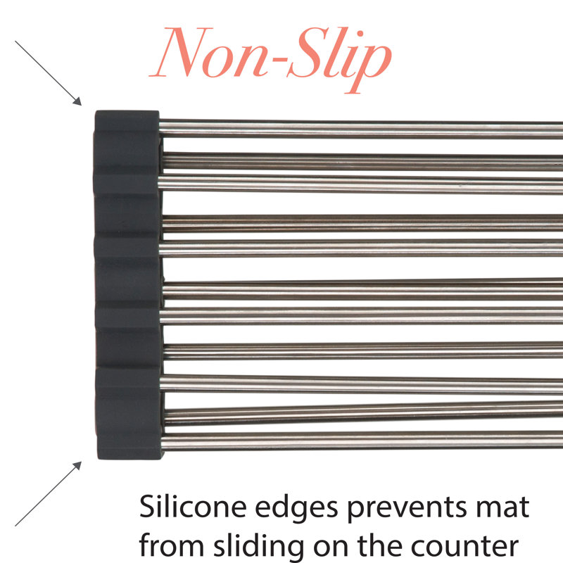 Gray Stainless Steel Roll Up Over Sink Drying Rack
